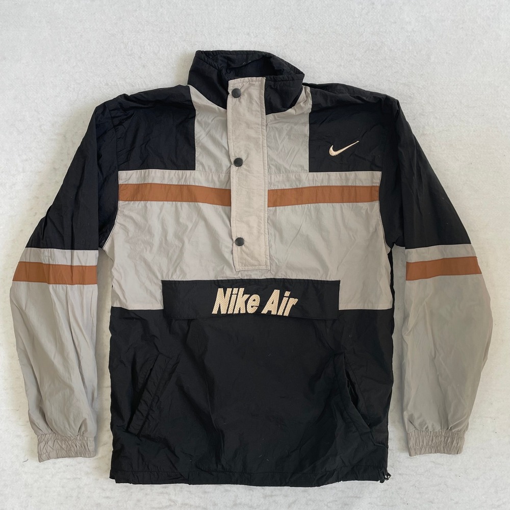 Nike Air Windbreaker Jacket Mens XL Black Gray Colorblock Pullover Anorak Logo